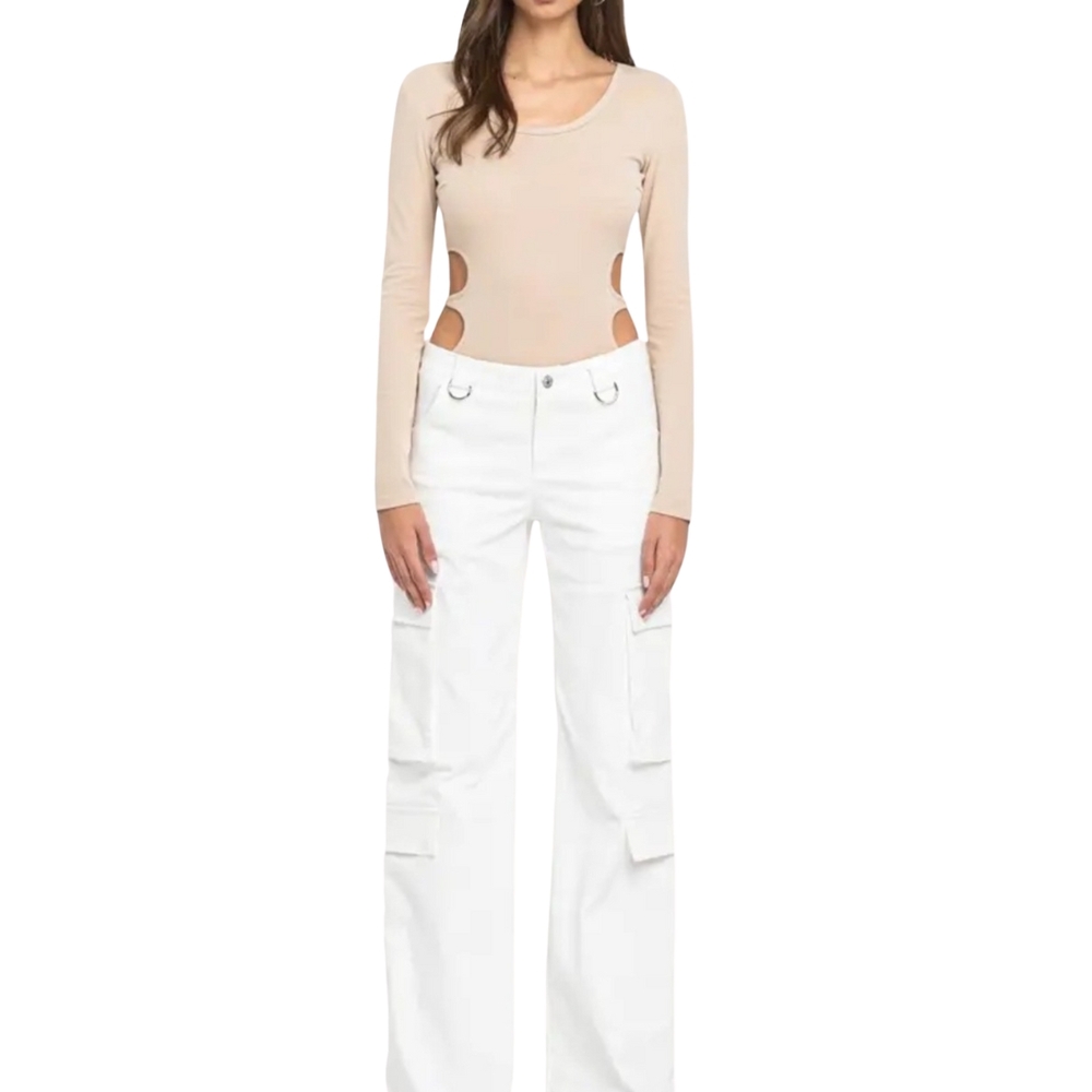 Beige Cutout Bodysuit